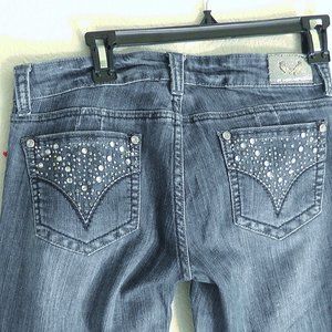 Jeans Blue Dark Wash With Rhinestones H&G